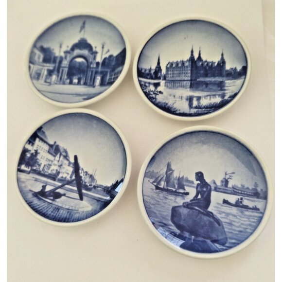 ROYAL COPENHAGEN DENMARK MINI PLAQUES 3 1/4" Diameter (set of 4) see details - Picture 1 of 12